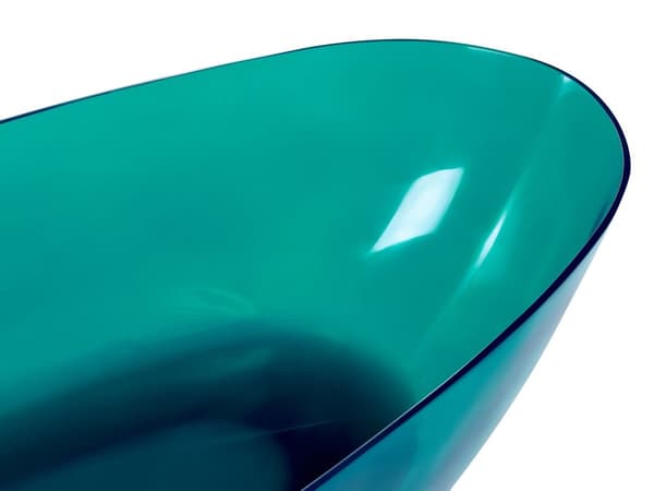 Badekar blågrøn 169 x 78 cm massiv plast gennemsigtig fritstående oval til en moderne