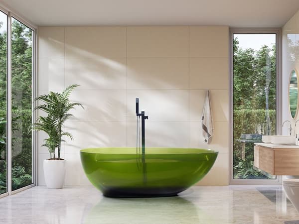 Frittstående badekar Transparent grønn Solid overflate 169 x 78 cm oval enkel moderne design