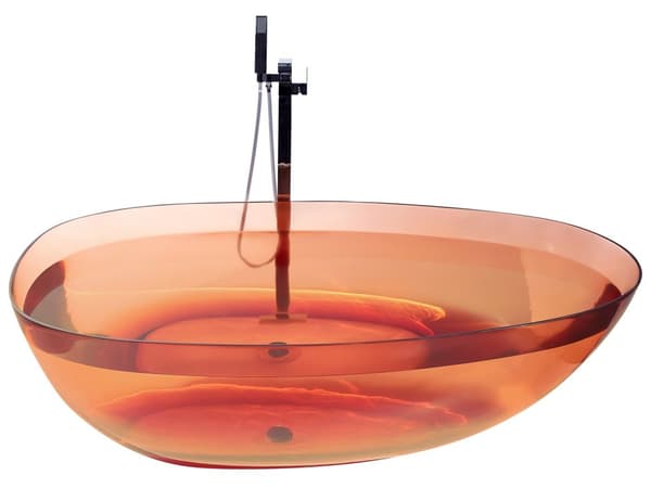 Frittstående badekar Transparent rød Solid overflate 169 x 78 cm oval enkel moderne design