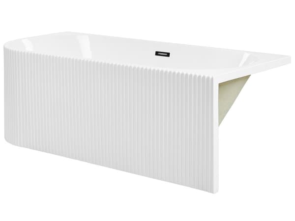 Vänsterhörn Badkar Matt Vit Akryl 170 x 80 cm Fluted Finish Modern stil Badrum