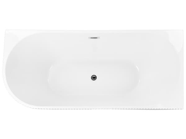 Vänsterhörn Badkar Matt Vit Akryl 170 x 80 cm Fluted Finish Modern stil Badrum