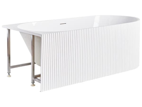 Högerhörn Badkar Matt Vit Akryl 170 x 80 cm Fluted Finish Modern stil Badrum