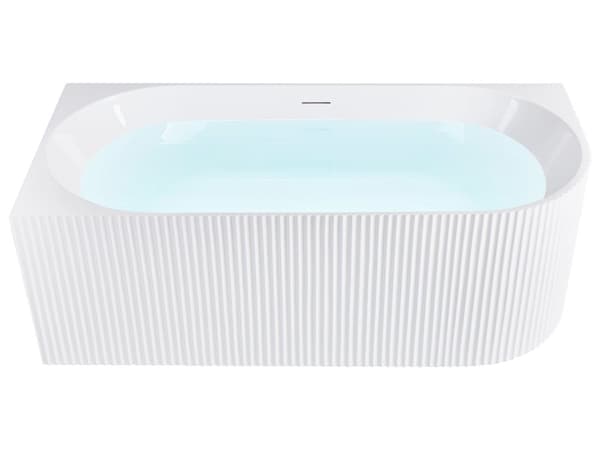 Högerhörn Badkar Matt Vit Akryl 170 x 80 cm Fluted Finish Modern stil Badrum