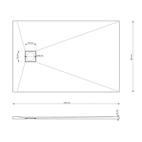 DUSCHBRICKA rektangulär 120x80 CM vit SMC KOMPOSIT TEJA