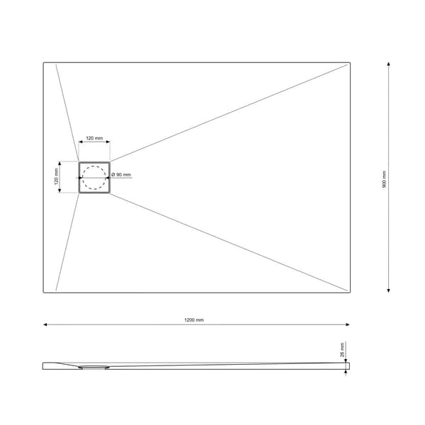 DUSJEBUNN PROSTOKONTA 120x90 CM HVID SMC KOMPOSIT TEJA
