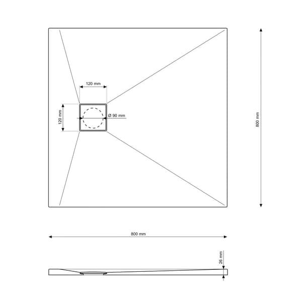 DUSJBUNKE KVADRATISK 80 x 80 CM SORT SMC KOMPOSIT TEJA
