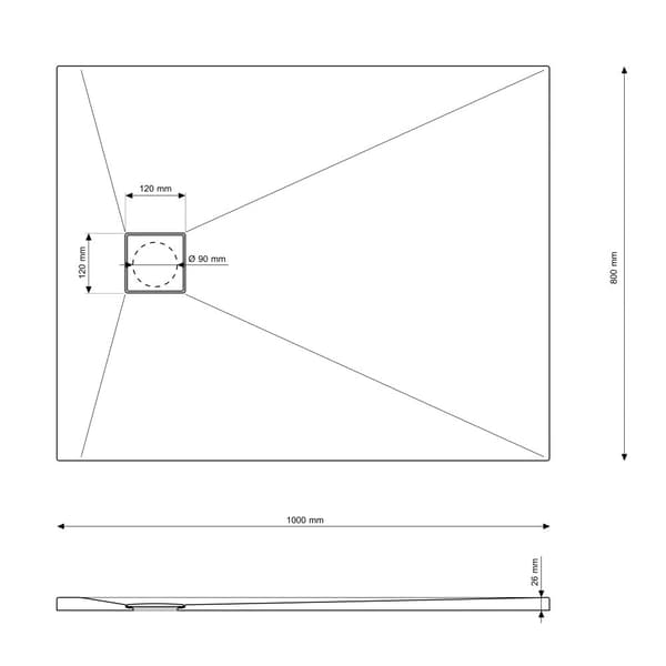 DUSJEBUNN PROSTOKONTA 100x80 CM SORT SMC KOMPOSIT TEJA