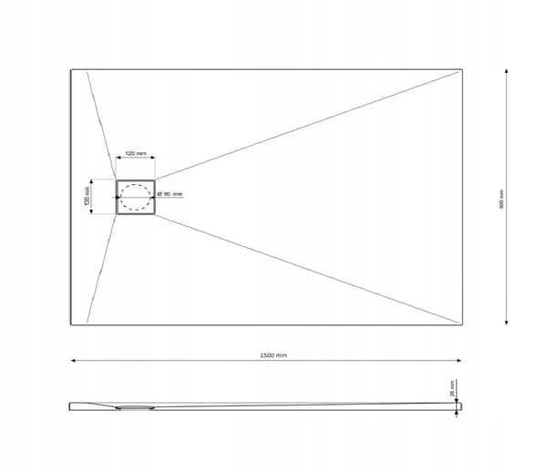 DUSCHBRICKA rektangulär 150x90 CM vit SMC KOMPOSIT TEJA