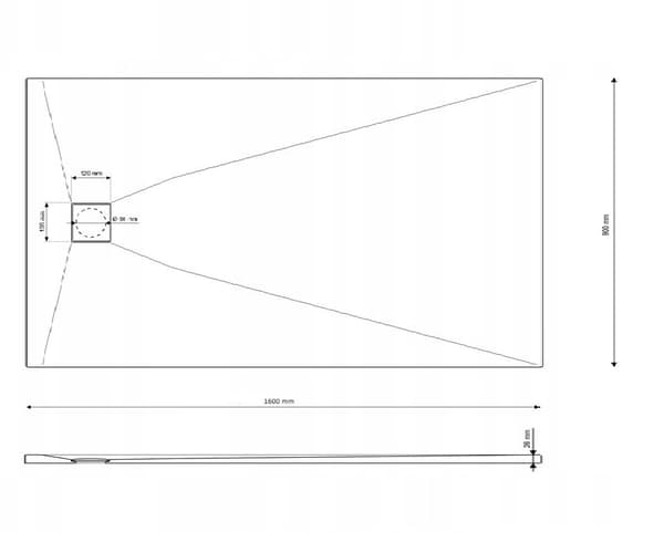 DUSJEBUNN PROSTOKONTA 160x90 CM HVID SMC KOMPOSIT TEJA