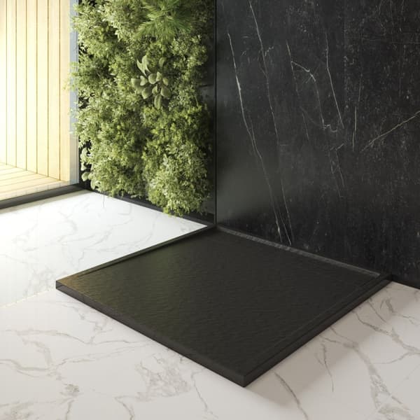 DUSJEBUNN PROSTOKONFIGURERET 90 x 90 CM SORT KOMPOSIT VIVA