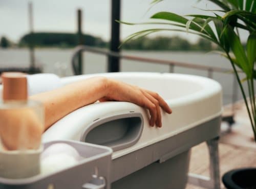HelloBath® foldbart badekar - XL James (Basic) - Grå - 148cm - Sammenklappeligt badekar - Hoftebadekar til voksne