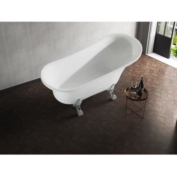 Fristående badkar Lyrã - Retrodesign - L.160 x B.69 x H.79 cm - Akryl - Tryckknappsavfall - Vit - OCEANIC