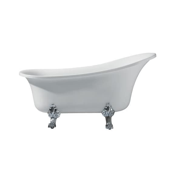Fristående badkar Lyrã - Retrodesign - L.160 x B.69 x H.79 cm - Akryl - Tryckknappsavfall - Vit - OCEANIC