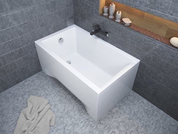 Polimat rektangulært badekar Capri 100x70 + sifon