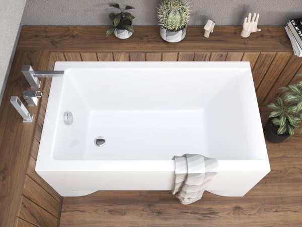 Polimat Rektangulärt badkar Capri 100x70 + vitt hölje + sifon