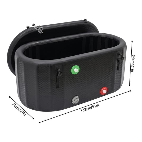 Oppustelig isbadekar, stor kapacitet 275L, holdbart PVC-materiale,sort