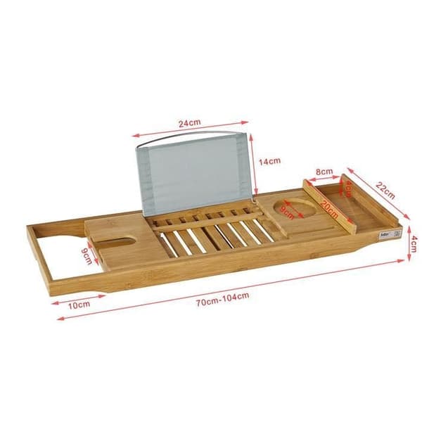 SoBuy Badkarshylla Massiv bambu Längdjusterbart 70-104 cm FRG207-N