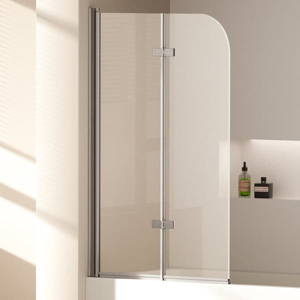 EMKE 2-delt brusedør 100x140cm - Hærdet glas, kromramme, foldbar