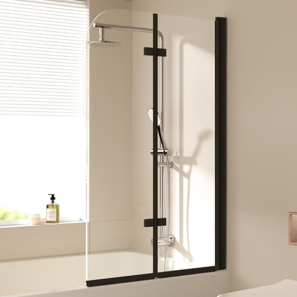 EMKE Brusedør 2 dele 100x140cm - Sikkerhedsglas, sort ramme