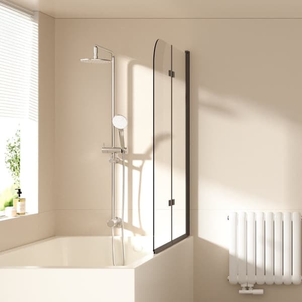 EMKE 2-delt brusedør 110x140cm - sikkerhedsglas, sort ramme