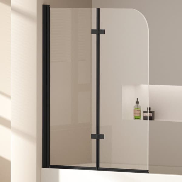 EMKE 2-delt brusedør 110x140cm - sikkerhedsglas, sort ramme