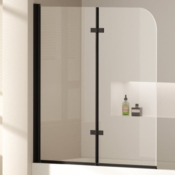 EMKE Brusedør 2 dele 120x140cm - Hærdet glas, sort ramme