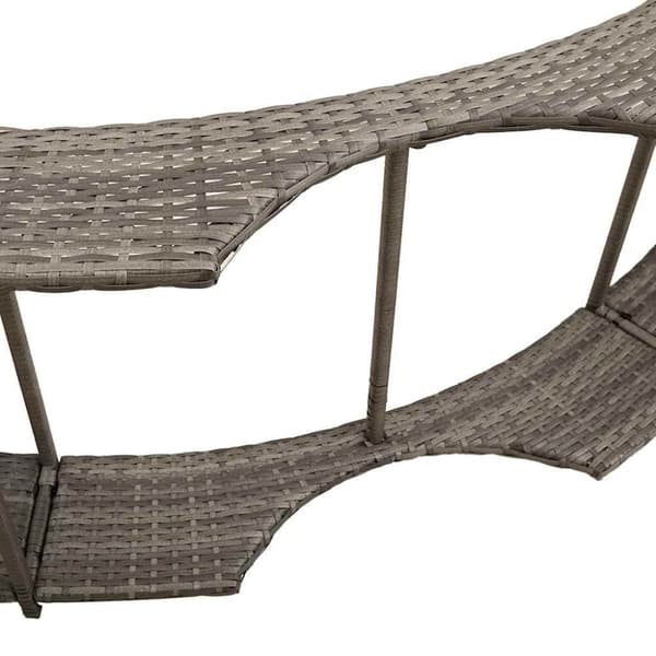 vidaXL spakant med opbevaring og trætrin polyrattan grå