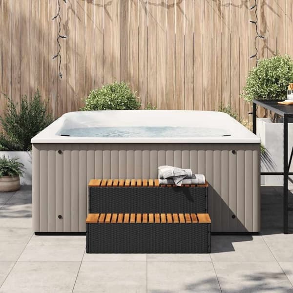 vidaXL spakant 100x50x50,5 cm polyrattan og massivt akacietræ sort