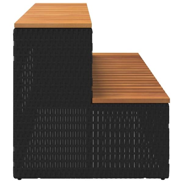 vidaXL spakant 100x50x50,5 cm polyrattan og massivt akacietræ sort