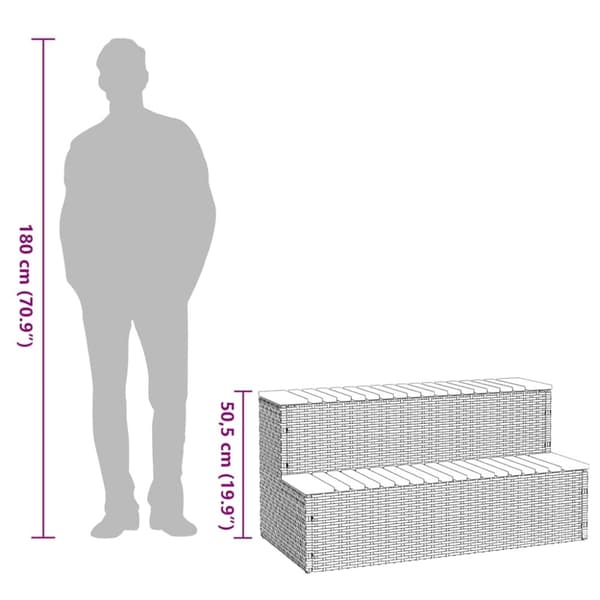 vidaXL spakant 100x50x50,5 cm polyrattan og massivt akacietræ sort