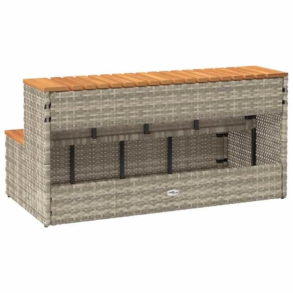 vidaXL spakant 100x50x50,5 cm polyrattan og massivt akacietræ lysegrå