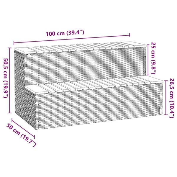 vidaXL spakant 100x50x50,5 cm polyrattan og massivt akacietræ beige