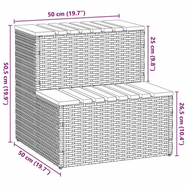 vidaXL spakant 50x50x50,5 cm polyrattan og massivt akacietræ beige
