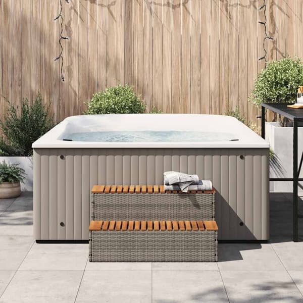 vidaXL spakant 100x50x50,5 cm polyrattan og massivt akacietræ grå