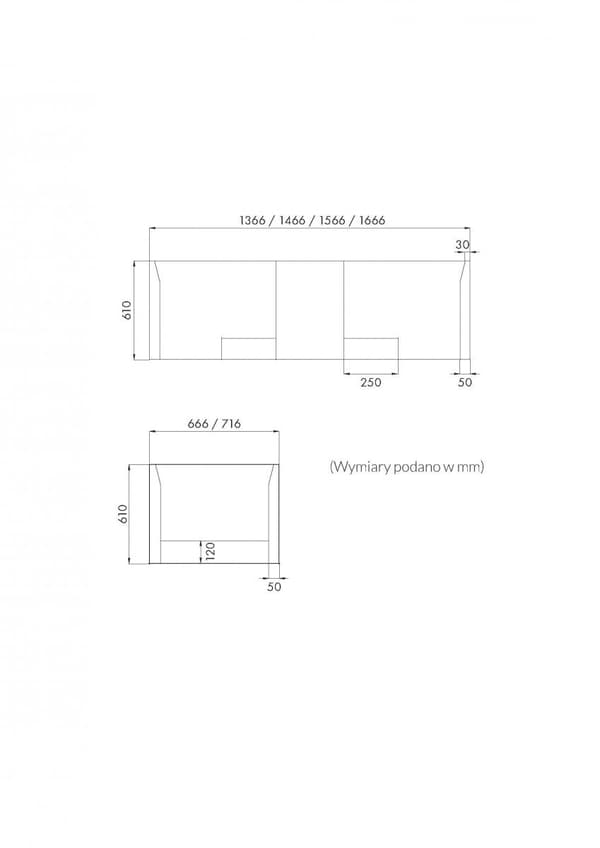 Universalholder til badekar 120 - 170 x 75