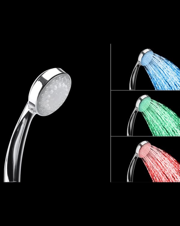 Brusehoved Sølv Syntetisk materiale 22 cm LED Lys Temperaturindikator Moderne Automatisk Farve Skift Badeværelse Tilbehør Standard Størrelse
