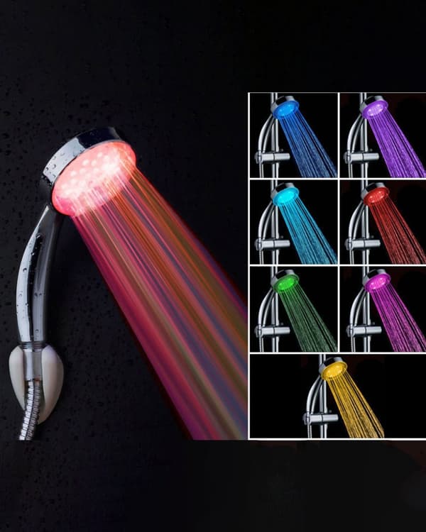 Brusehoved Sølv Syntetisk Plastik 22 cm Vandspare LED Lys Moderne Automatisk Farve Skift Badeværelse Tilbehør Indretning Design Armatur