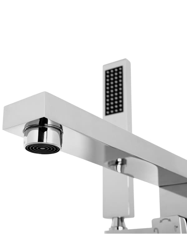 Fritstående Badekararmatur Sølv Blank Rustfrit Stål 120 cm Tilbehør med Håndbruser Moderne Design Dekor med Fast Tude Badeværelse Indretning