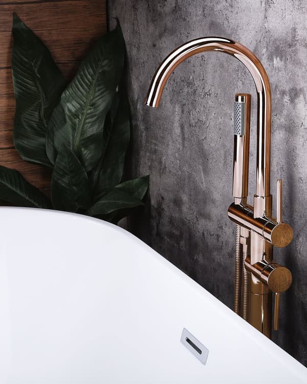 Badebatteri Kobber Messing Fritstående Badekar Armatur med Håndbruser Moderne Design
