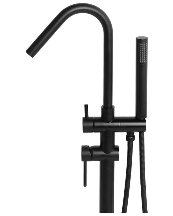 Badekar Armatur Sort Krom Fritstående 118 cm med Håndbruser Moderne