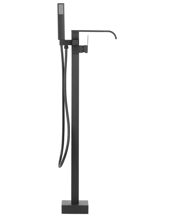 Badekar Armatur Sort Mat 120 cm Fritstående Blandingsbatteri Gulvmonteret Et-grebs Tilbehør med Håndbruser Moderne Design Fast Tude