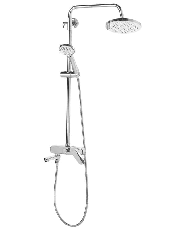 Mixer Brusesæt Sølv Messing med Regn Funktion Glans Finish Glamour Moderne Stil