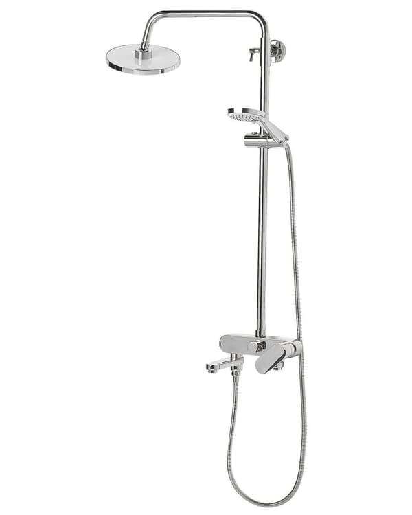 Mixer Brusesæt Sølv Messing med Regn Funktion Glans Finish Glamour Moderne Stil