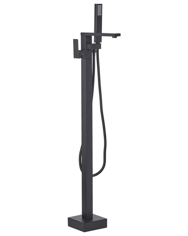 Fritstående Badekararmatur Sort Mat Rustfrit Stål 120 cm Tilbehør med Håndbruser Moderne Design Dekor med Fast Tude Badeværelse Indretning