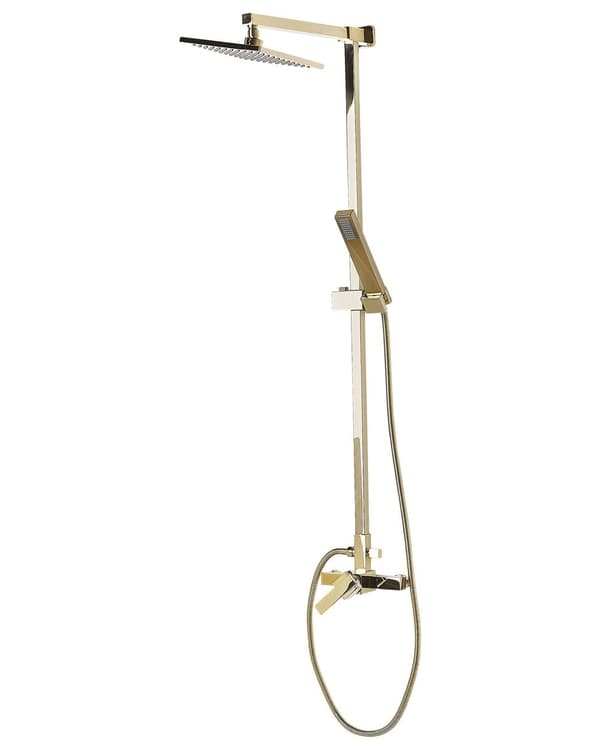 brusesæt guld Messing og stål blank finish 115 cm i firkantet justerbar hoved vægmonteret moderne design i høj kvalitet