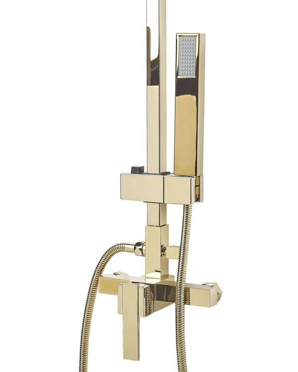 brusesæt guld Messing og stål blank finish 115 cm i firkantet justerbar hoved vægmonteret moderne design i høj kvalitet