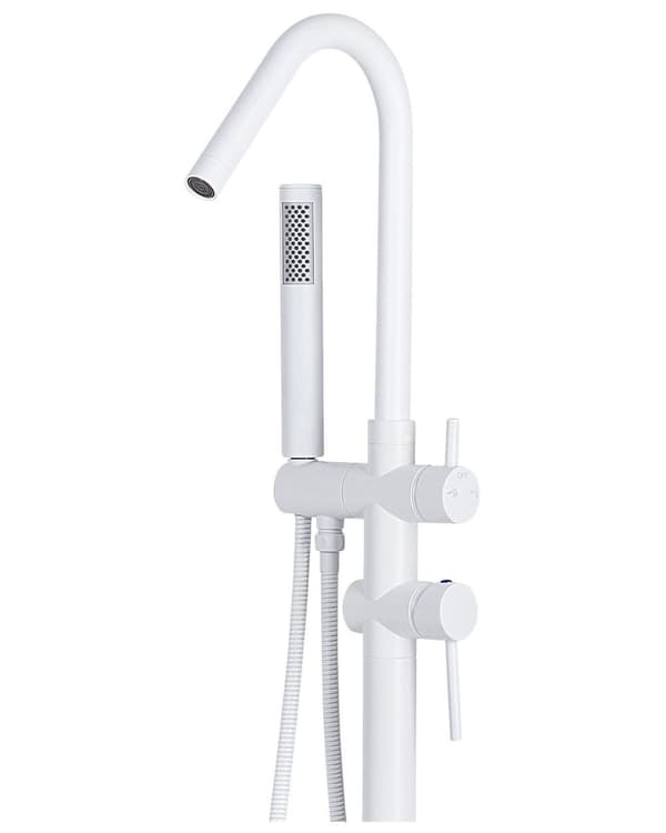 Badekar Armatur Hvid Mat Fritstående 118 cm med Håndbruser Moderne