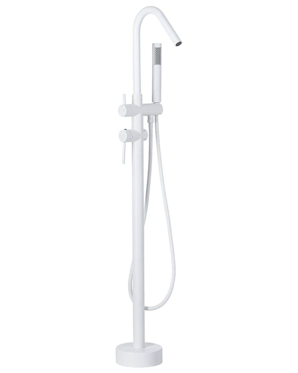 Badekar Armatur Hvid Mat Fritstående 118 cm med Håndbruser Moderne