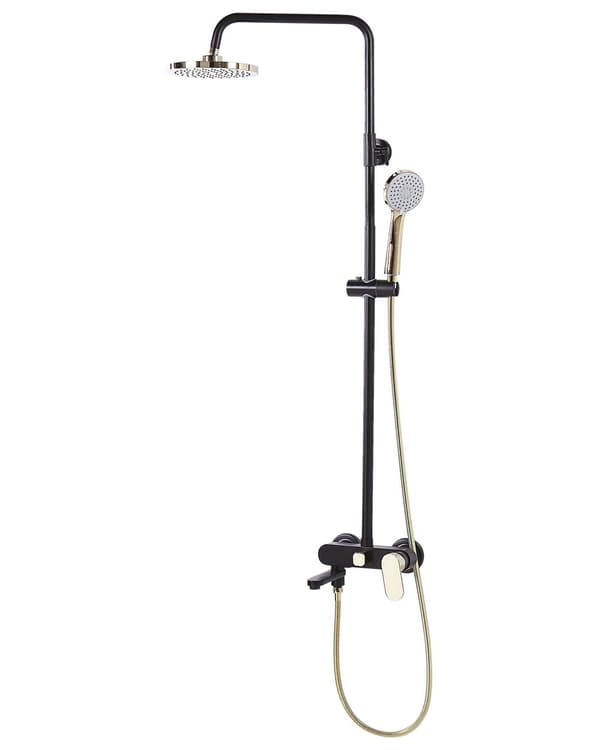 Brusesæt Sort og Guld Messing med Stål i Mat Blank 115 cm med Justerbar Højde Moderne Stil