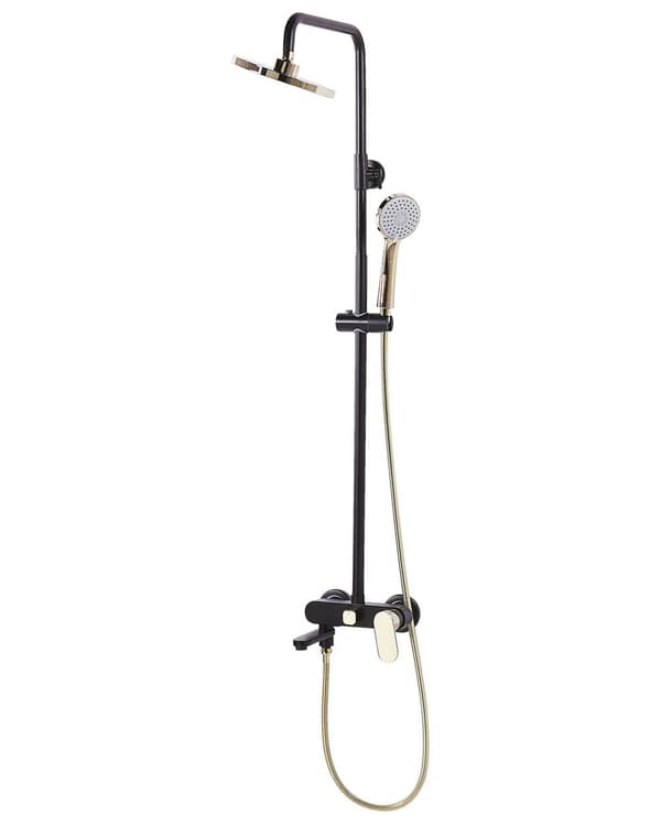 Brusesæt Sort og Guld Messing med Stål i Mat Blank 115 cm med Justerbar Højde Moderne Stil